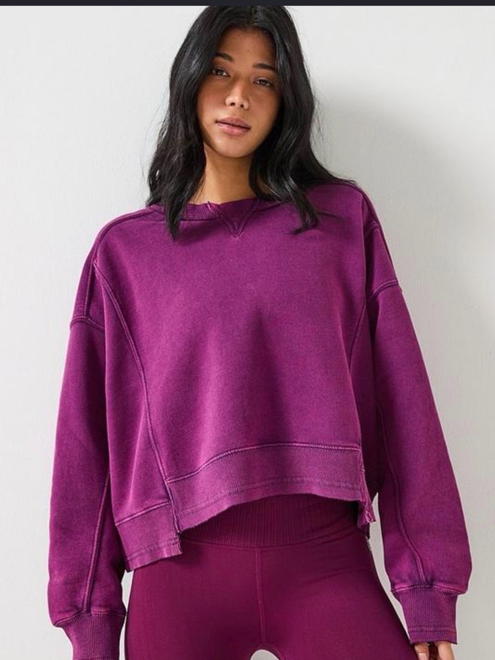 FP Movement by Free People Washed Magenta Oversized Crewneck Sweatshirt